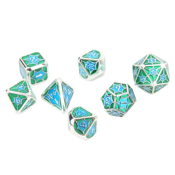7PCS Polyhedral Number Dice Set Lätt att läsa Bra balans Aluminiumlegering för bordsbrädspel