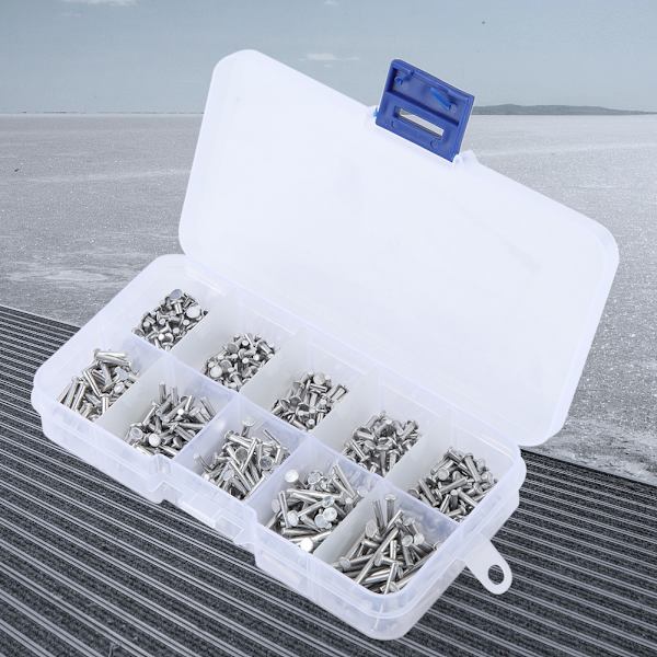 500 stk. M2 fladt hoved aluminiumsnitter fladt hoved massiv nitte 3 mm-18 mm længde
