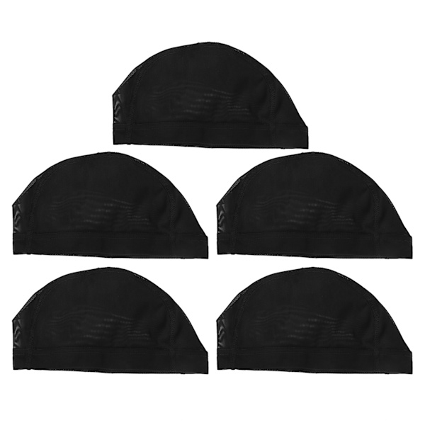 5 st cap Sträckbar nylon andningsbar cap för långt kort rakt lockigt hår