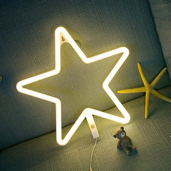 Ljuspanel Varmvit Neon Vägglampa Skylt Hem Barnrum Födelsedagsfest Konstdekoration, USB eller Batteri