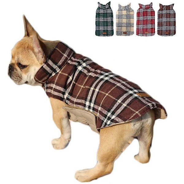 Hundtäcke Hundjacka för Hundar Valp, Vadderad Vändbar Design Väst Regnjacka, Brun, Xxxl (Bröst: 88-104cm, Rygg: 57cm)