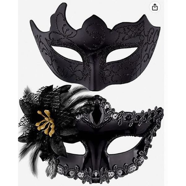 Venetiansk Partymaske Sett - Par Masker for Halloween Kostyme, Mardi Gras - Kvinner og Menn