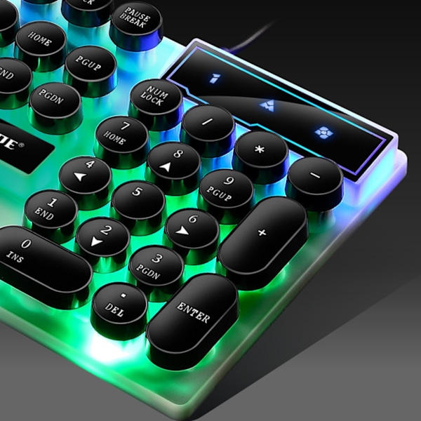 Tastatur Mus Combo Punk Retro Keycaps USB Kablet Farverig baggrundsbelyst Holdbar ABS tastatur og mus til gaming bærbar PC Black Punk Sæt