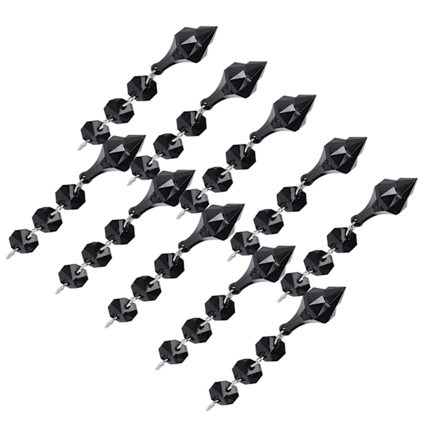 10 stk krystall anheng avsmalnet akrylmateriale uregelmessig perlet ornament DIY lampedekorasjon svart