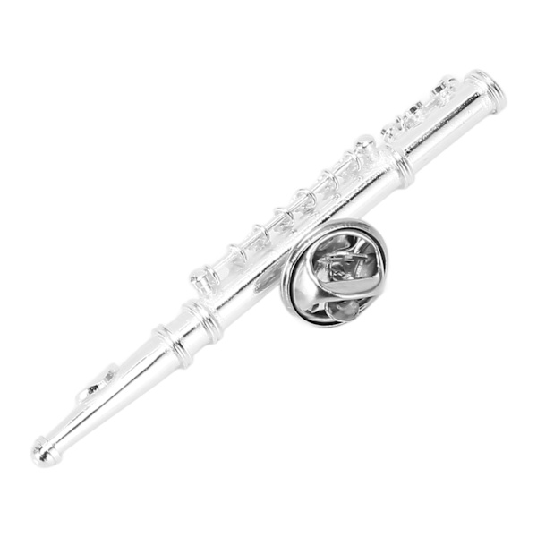 Miniatyr flöjt brosch hög simulering utsökt miniatyr flöjt modell musikalisk brosch för musikälskare silver