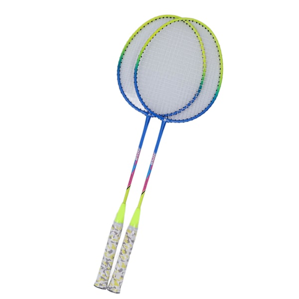 2 st badmintons racketar gul lätt ram stor sweet spot halkfri dubbel badminton racket med förvaringsväska