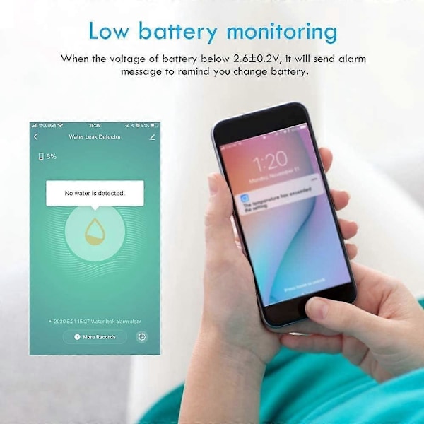 Vattenläckagesensor, Trådlös Zigbee Smart Home Vattenläckagedetektor Vattennedsänkningssensor