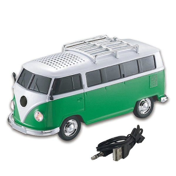 Värikäs Mini Bluetooth Kaiutin Auton Muotoinen Mini Bussikaiutin Tukee FM +U Levy Sisäänkortti Mini Bussin Muotoinen Kaiutin Vihreä-B14