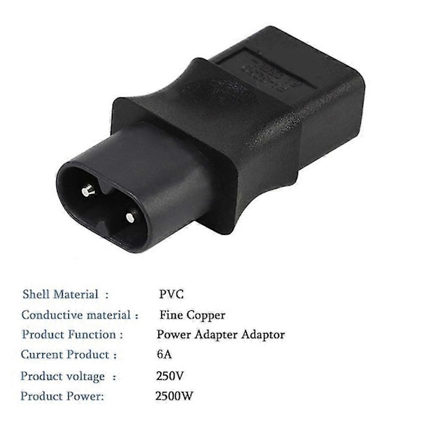 2 STK 2-Pin IEC 320 C8 Han til IEC 320 C9 Hun AC Adapter 6A/250V Industriel Strømkonverter