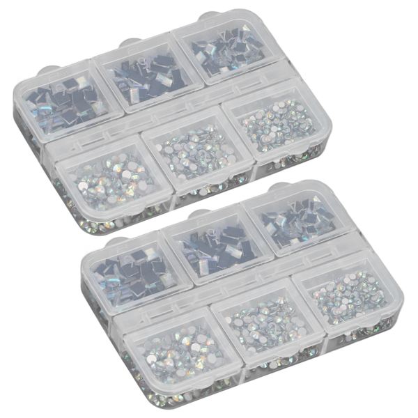 2 st 6 rutnät nagelkonst dekorationer olika former platt botten glitter manikyr prydnader för nagelsalong