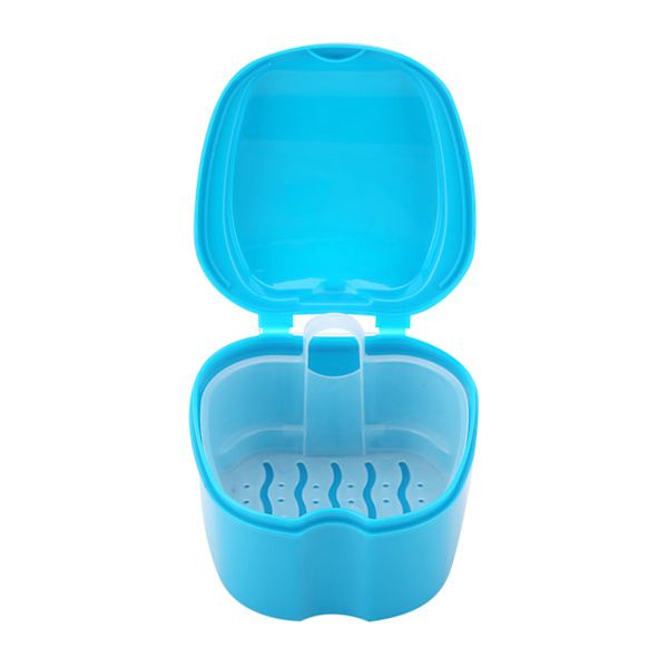 Tandprotes Case med löständer med filterskärm Dentalapparat ljusblå