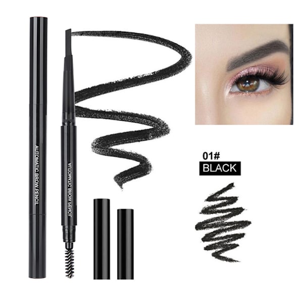 Øjenbryn Pen Vandtæt Øjenbryn Pencil Trekantet spids med Pensel Makeup Kosmetisk Sort