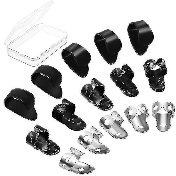 15 Stycken Gitarrplektrum Ring Tumme Fingerplektrum Rostfritt Stål Fingerplektrum För Akustisk Gitarr Banjo
