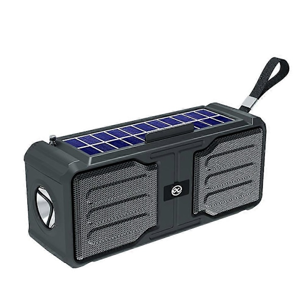 Aurinkovoimalla toimiva Bluetooth-kaiutin stereokaiutin taskulampulla, musta
