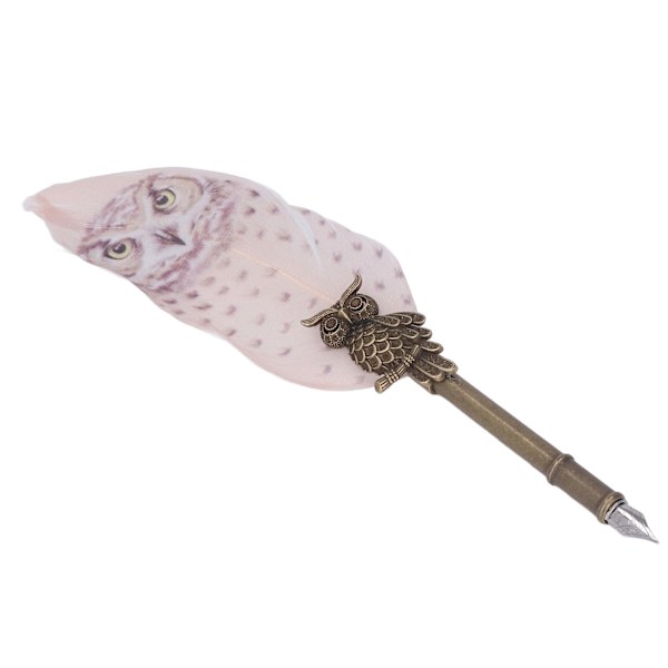 Sulkakynäsarja Ruostumaton Teräs Nib Retro Relief Pöllö Metallirunko Hieno Tekstuuri Quill Pen Lahjat Kit