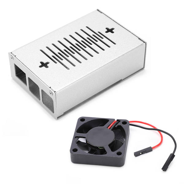 Aluminiumslegeringskabinet Køleventilator Varmeafledningsventilator til Raspberry Pi 4B Sølv
