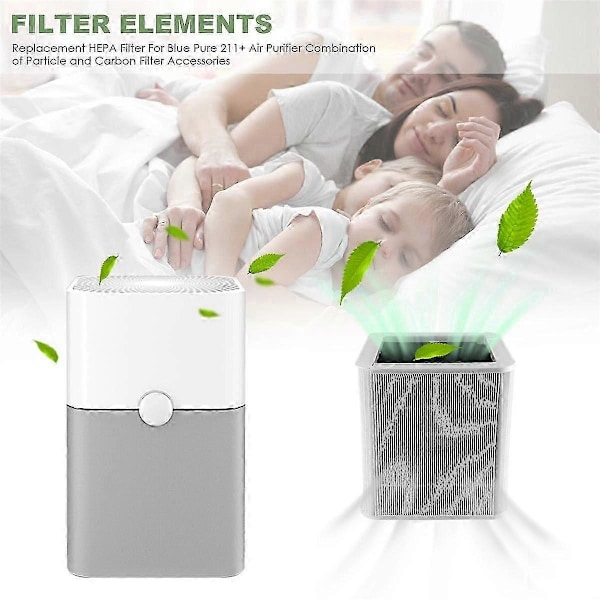 Ersättnings-HEPA-filter kompatibelt med Blue Pure 211+ Luftrenare Kombination av Partikel- och Kolfilter A