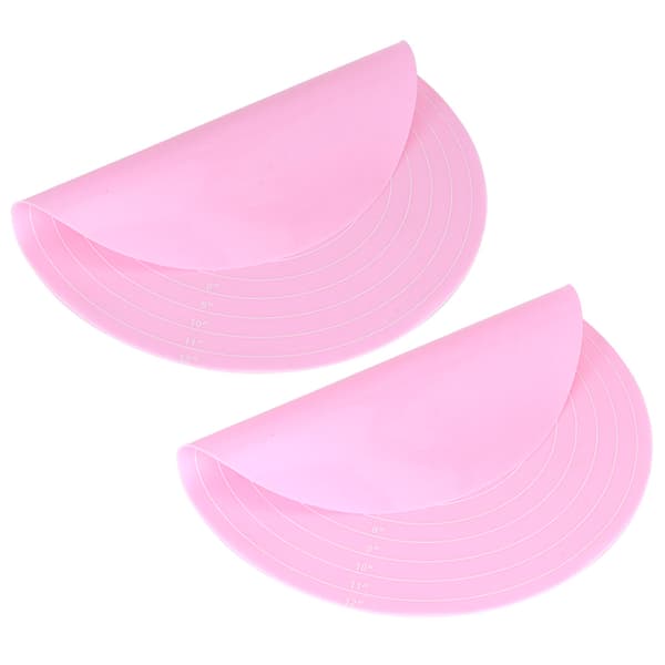 2 STK Non-Stick Rund Silikon Deigrullematte Bakeunderlag Arkforing for Kakefatstativ
