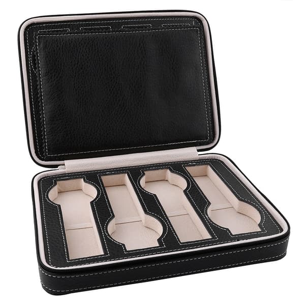 1 stk. 8 rum PU læder ur opbevaring rejse boks display etui organizer sort