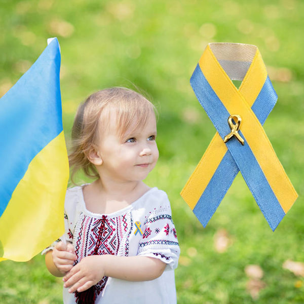 Ukrainalainen lippu Rauhan solmu Rintaneula Sininen Keltainen Nauha Pinssit Vaatteille Reppu Hattu Laukku