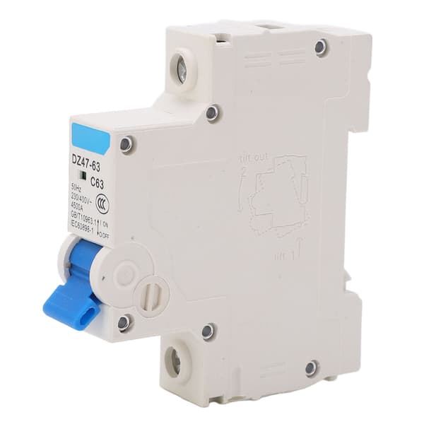 Miniature afbryder 1P strømisolator DIN-skinne 4500A brydeevne AC 230V 400V 63A
