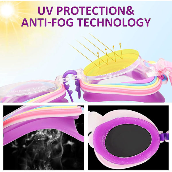 Barnens blå haj simglasögon - Anti-fog, läckagesäkra, anti-UV, justerbar näsklämma
