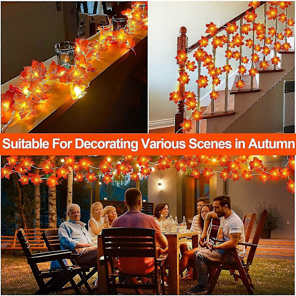 30ft Höstgirlang Höstdekorationer 60 Led Bladlampor Patenterade Realistiska Lönnlöv Batteridriven Höstdekor Höst Thanksgiving Halloween