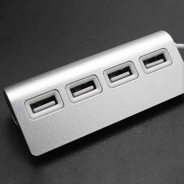 USB-keskitin, Premium 4-porttinen alumiininen USB-keskitin 11 tuuman suojatulla kaapelilla, yhteensopiva MacBookien, PC:iden ja kannettavien kanssa