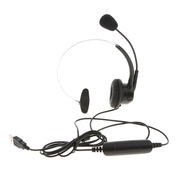 4 x Call Center Monaural USB-plugg Headset Hodetelefoner med Mikrofon for Datamaskin