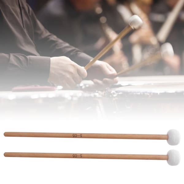 Vita Filt Timpani och Virveltrumma Klubba Hammare Set - 2 Pack