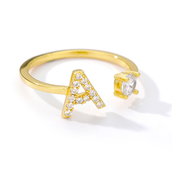Guld Initial Bogstav Åben Ring A Form Stable Justerbar Åben Alfabet Ring til Kvinder Piger