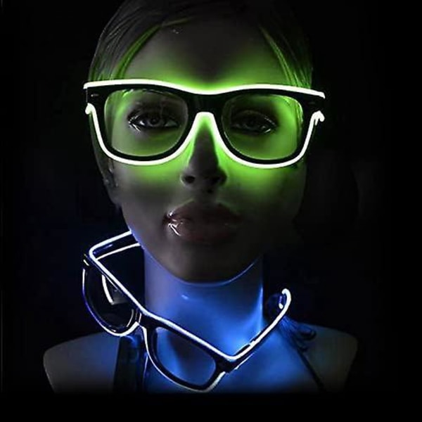 Lilla neon batteridrevne festbriller til bardans - velegnet til mænd, kvinder og børn