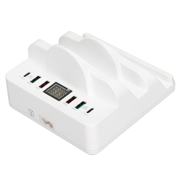 USB-laddningshubb 6 portar 2 trådlös telefonladdningsstation QC 3.0 USB C Multi Device Dock med LCD-display UK-kontakt