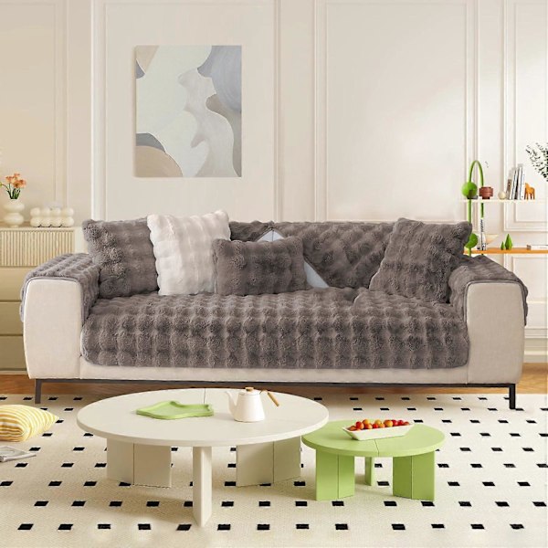 Tjocka Kanin Plysch Sofföverdrag 1 2 3-sits, Halkfria Sofföverdrag, Roligt Luddigt Sofföverdrag, Varma Sammet Soffkuddöverdrag (70x120cm)