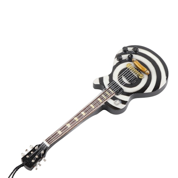 Gitarrprydnad Dekoration Verklighetstrogen Trä Miniatyr Elgitarr Modell med Snodd för Sovrum Vardagsrum Kontor