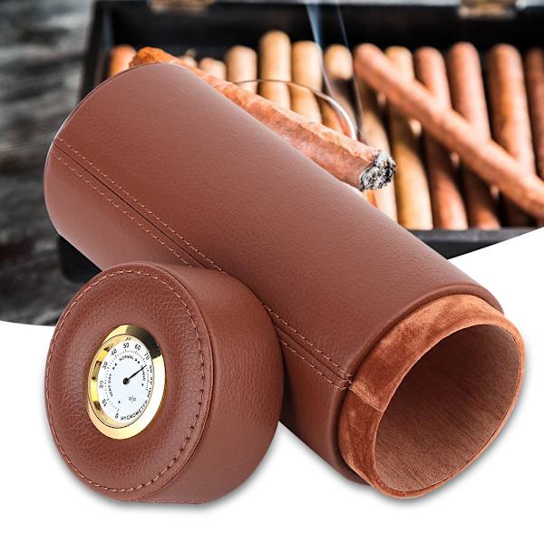 Bærbar brun lædercigar Humidor