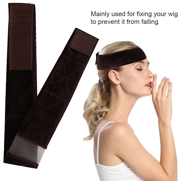 Flexibelt justerbart perukgrepp Scarf Huvud Hårband Wiggery tillbehör (brun)