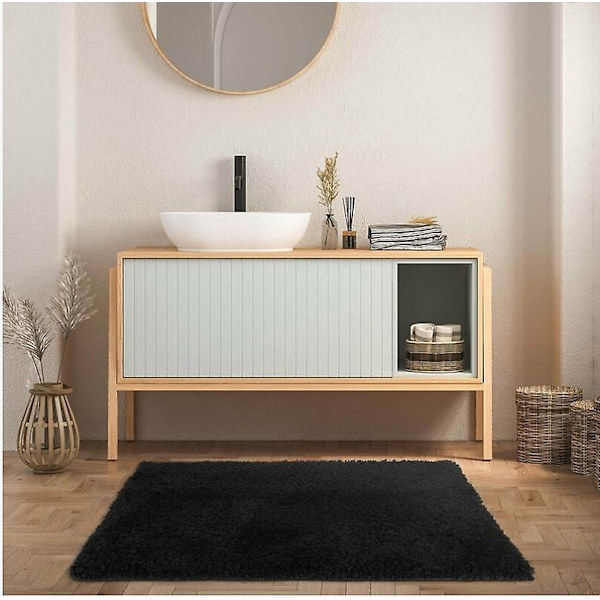 Mjuk svart silkesmatta för vardagsrum sovrum - 40*60cm badmatta