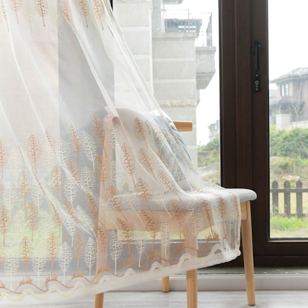 Fönstergardinkappor i polyester Voile Sovrum Vardagsrumsdekor (Khaki)