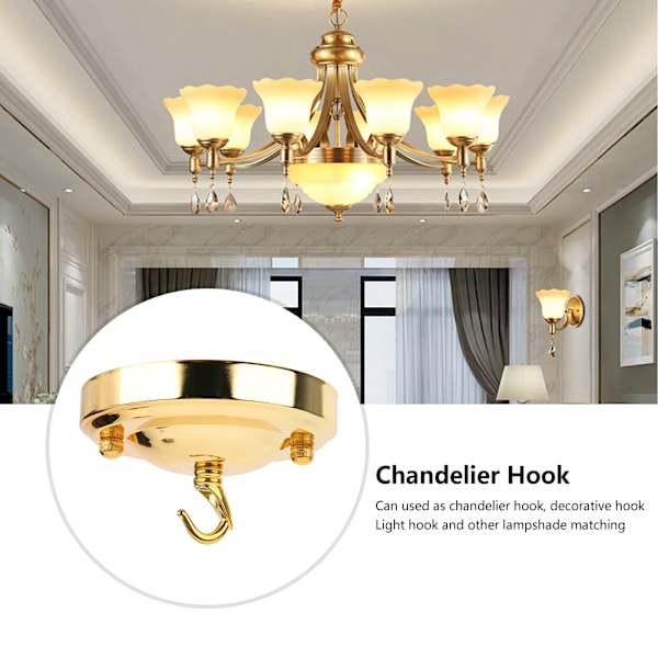 2 STK Jernlysekrone Hængende Plade Krog Loftslys Baldakin Dekoration DIY Fitting Accessory Guld