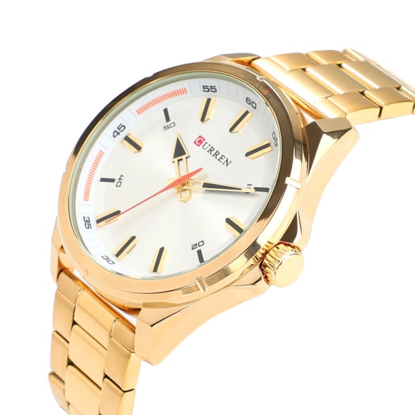 CURREN 8320 herrelegering kvarts ur vandtæt armbåndsur (guld urkasse hvid skive)
