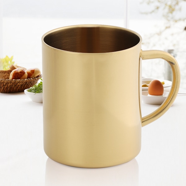 304 Rostfritt stål Dubbelskikts Anti-skållning 400 ml Kaffe Ölmugg Kopp (Guld)