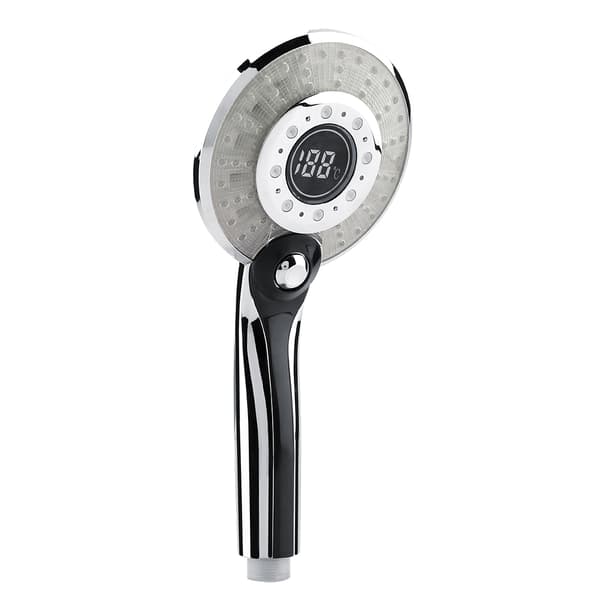 Håndholdt dusjhode med 3 spraymoduser, digitalt display og 3-farget temperaturkontroll LED-lys