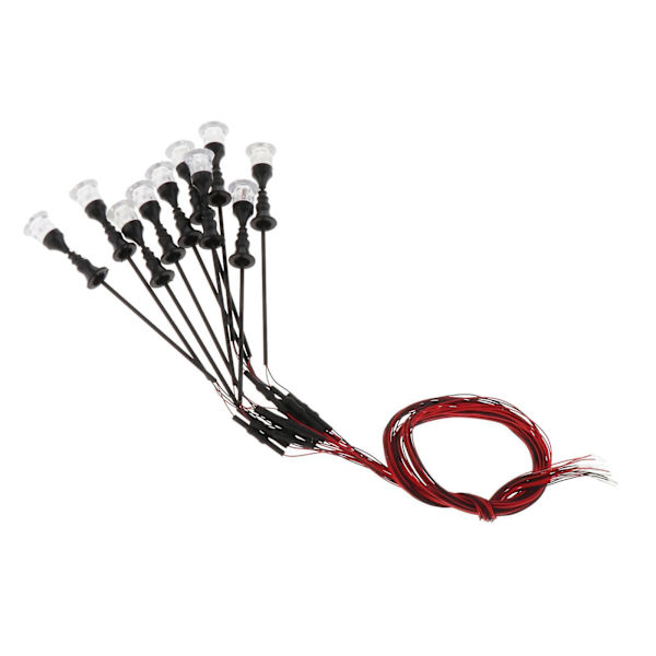 10 stk. 1:100-1:150 Skala Model Lygtepæl Gadebelysning 12V Jernbaneværft Lampe