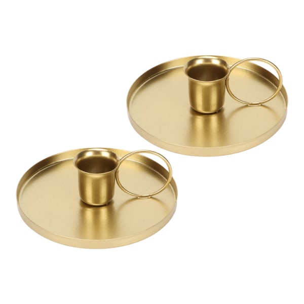 2 st Järnljushållare Metall Hem Gyllene Enkel Retro Elegant Desktop Aromaterapi Ljusställ
