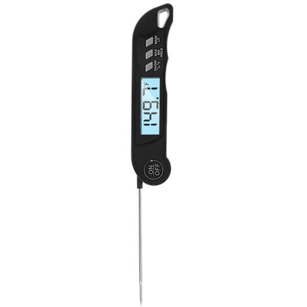 Sammenfoldeligt alarmtermometer Elektronisk grilltermometer Madtemperaturmåler Sort