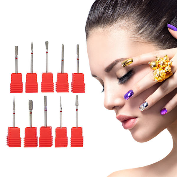 10 st Nagelborr Nagelpolering Burr Manikyr Pedikyr Tillbehörsverktyg Set Typ B