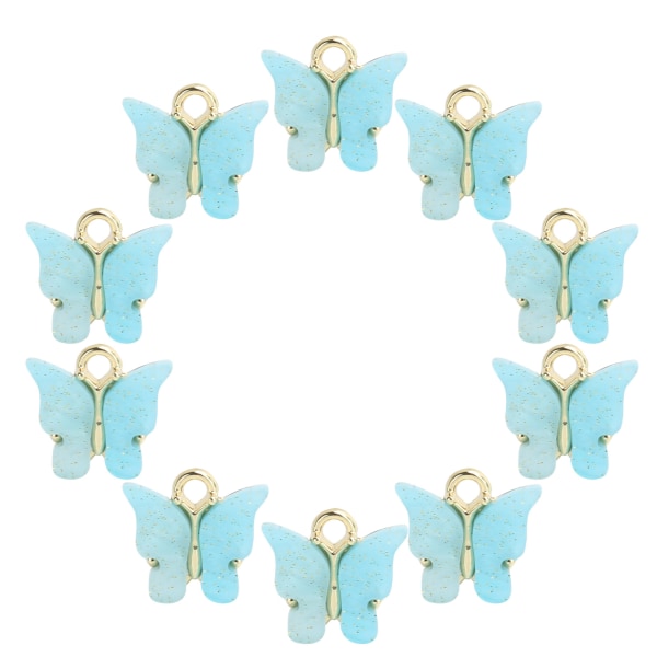 10 stk sommerfuglform anheng smykker halskjede armbånd ørepynt håndverk å lage tilbehør blå