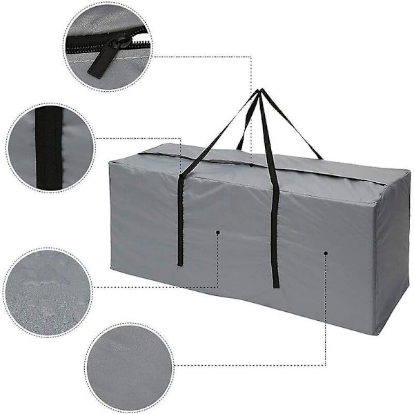 Stor Oppbevaringspose for Utendørsbruk, Hagepose med Vanntette Håndtak, 210D Oxford (173 x 76 x 51 cm, Grå)