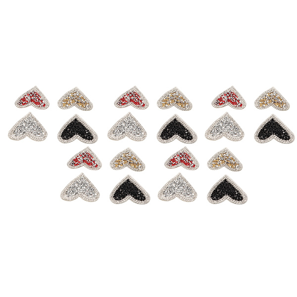 20 stk. Rhinestone-broderede patches i hjerteform - skinnende smukke DIY stryge-på patches til tøjdekoration